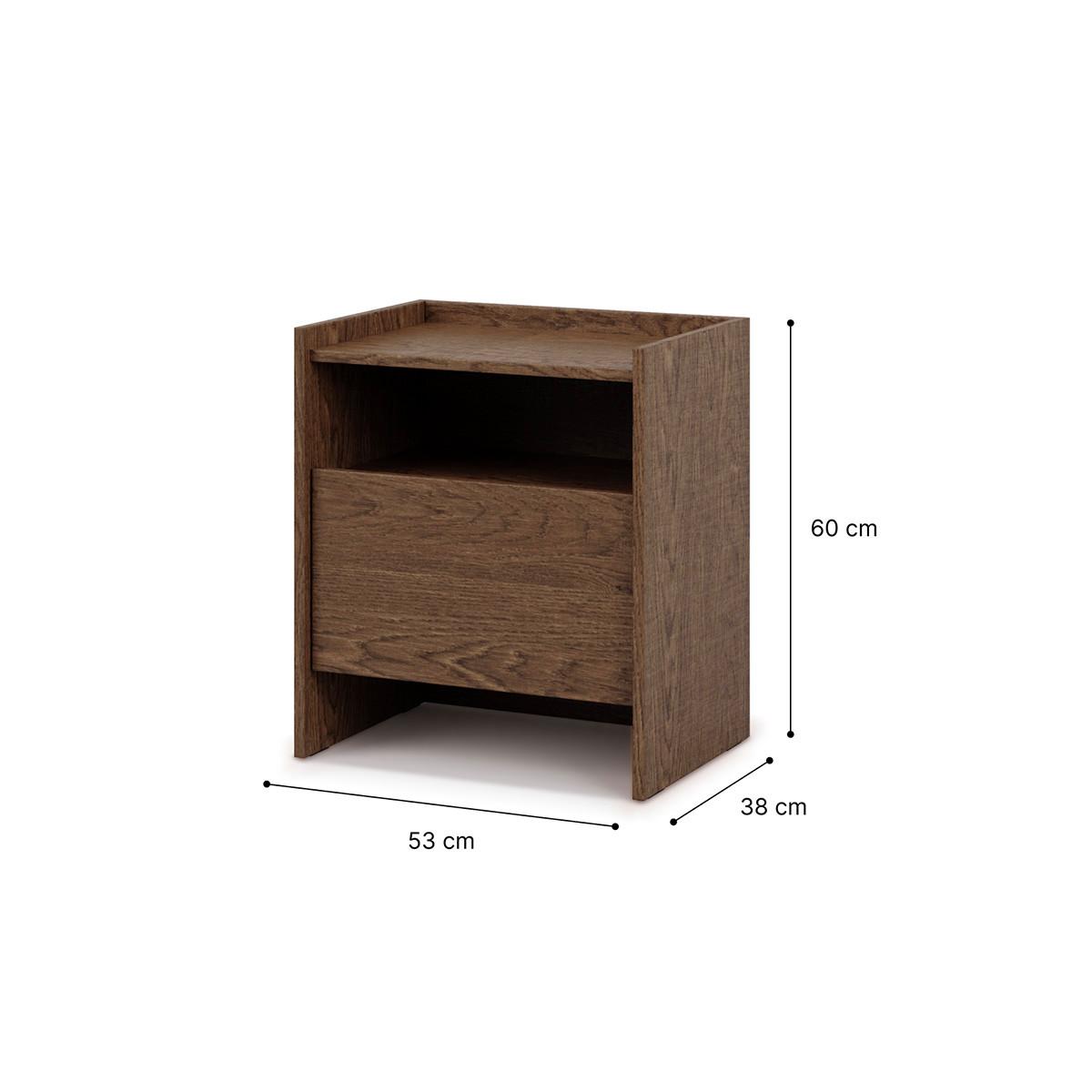 NACHTTISCH Japandi Dunkles Holz - Braun, Holzwerkstoff (53/60.5/38cm) - Petits-meubles