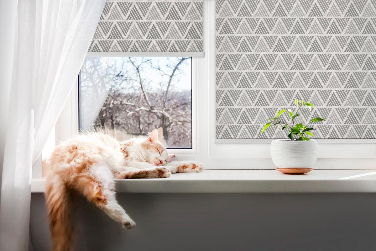 INNENROLLO - Fensterrollo - Rollo - 100x100 cm - Gestreifte Dreiecke - Grau, Kunststoff (100/100/0.5cm) - TULUP
