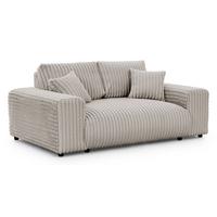 2-SITZER-SOFA Mollis Hellgrau Plüschcord - Hellgrau/Schwarz, Holz/Kunststoff (178/79/108cm) - S-Style Möbel