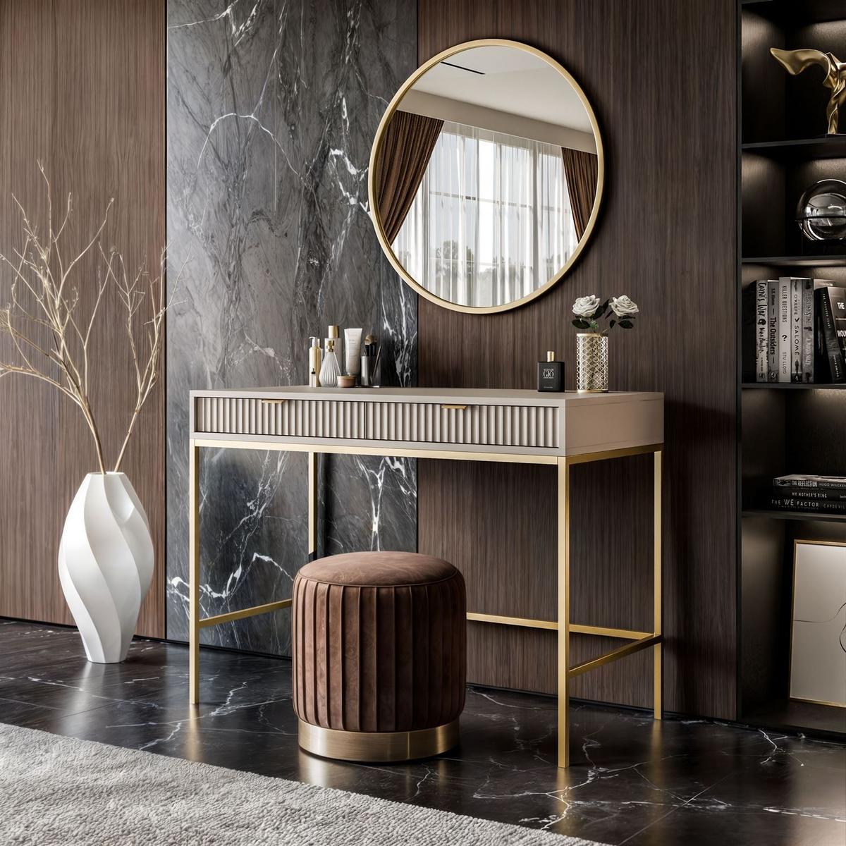 KONSOLENTISCH CORTADO GOLD T104 KASCHMIR - Beige, Holzwerkstoff (50/104/78cm) - Lookway