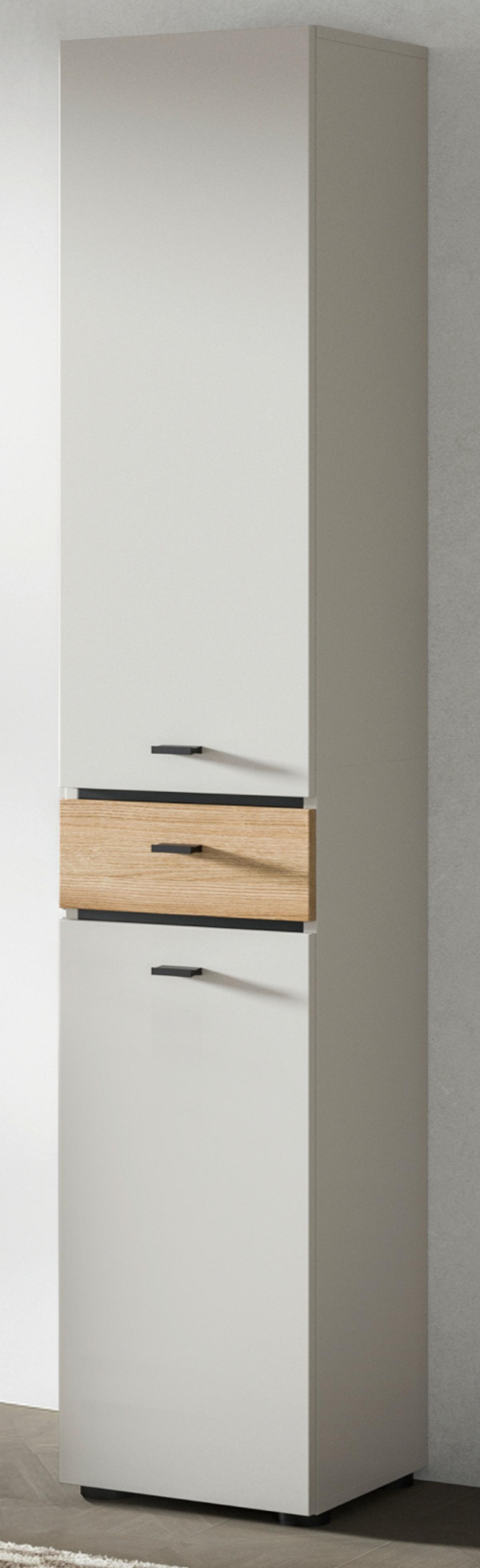HOCHSCHRANK Kaschmir, Evoke Eiche 32 x 191 cm, Badschrank mit wechselbarem Türanschlag - Kaschmir/Eichefarben, Holzwerkstoff/Kunststoff (32/191/30cm) - Inn.Furn