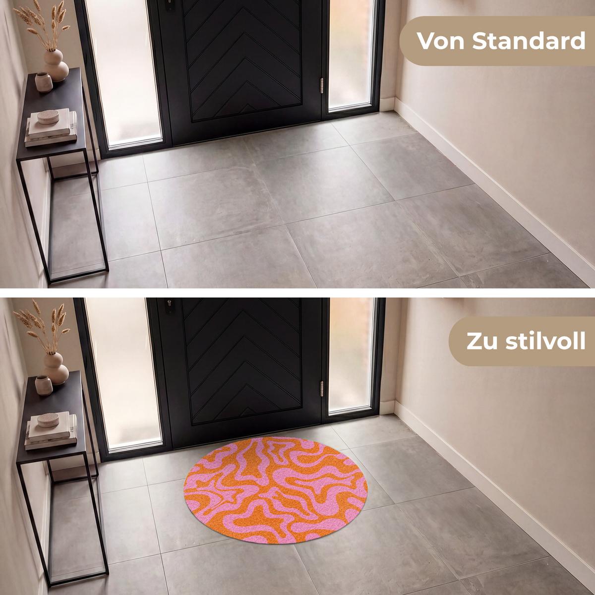 FUSSMATTE Muster - Rosa - Orange - Abstrakt - Modern Türmatte 90x90 cm - Pink, Kunststoff (90/0.4cm) - MuchoWow
