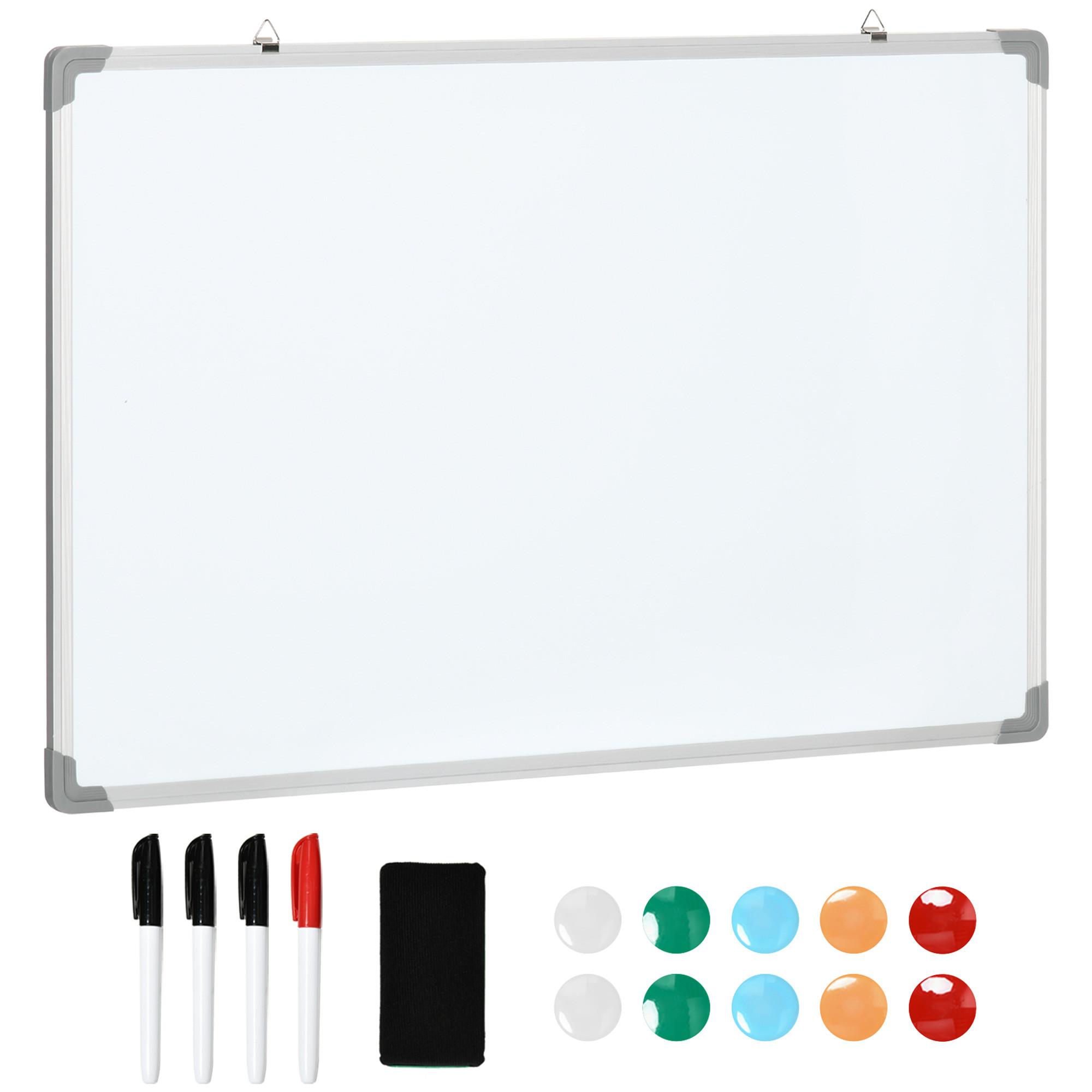 MAGNETISCHES Whiteboard, Magnettafel, Magnetboard, Trocken Abwischbar 90 x 60 cm - Weiß, Kunststoff (60/1.8/90cm) - HOMCOM