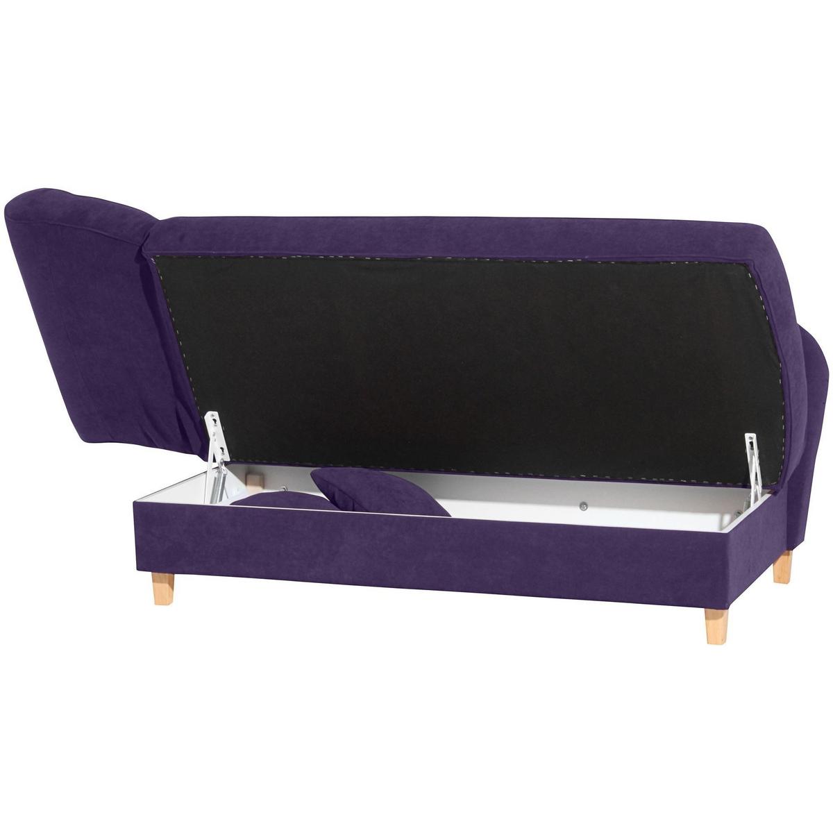 RECAMIERE mit Armteil links klappbar Katia Bezug Veloursstoff Buche natur / violett - Lila, Kunststoff (190/82/88cm) - 58aufmkessel
