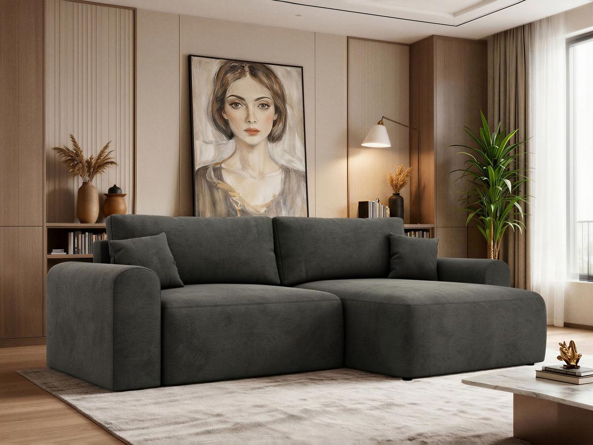ECKSOFA NEKSON L - Dunkelgrau Velvet - Dunkelgrau/Schwarz, Kunststoff/Textil (274/152cm) - MKS