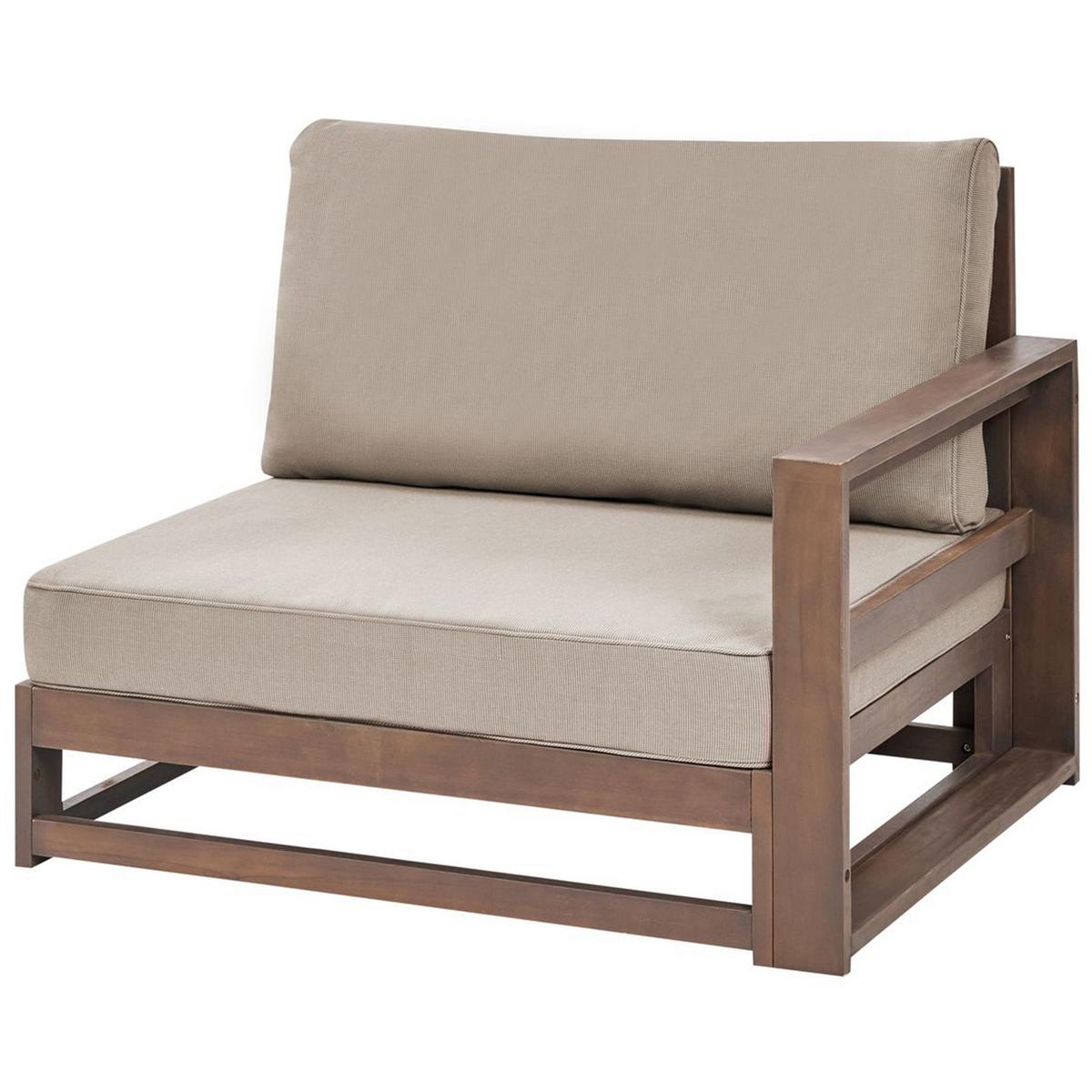 5-SITZER LOUNGE SET zertifiziertes Holz dunkelbraun Auflagen taupe Timor II - Taupe/Dunkelbraun, Holz - Beliani