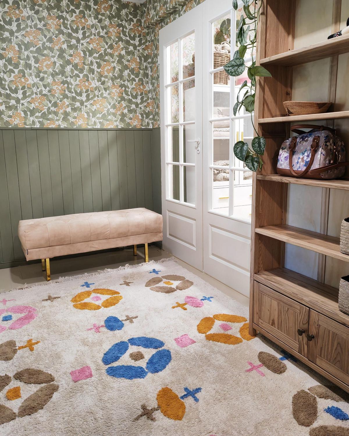 BANK Beige/Gold Roseville - Beige/Goldfarben, Holz/Textil (117/44/40cm) - Beliani