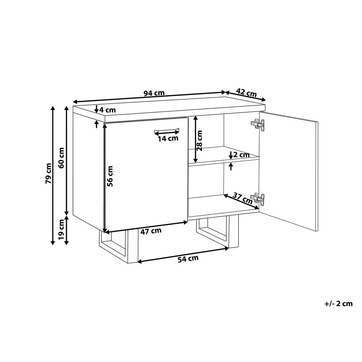 SCHRANK Hellbraun Timber - Braun, Holzwerkstoff (94/79/42cm) - Beliani