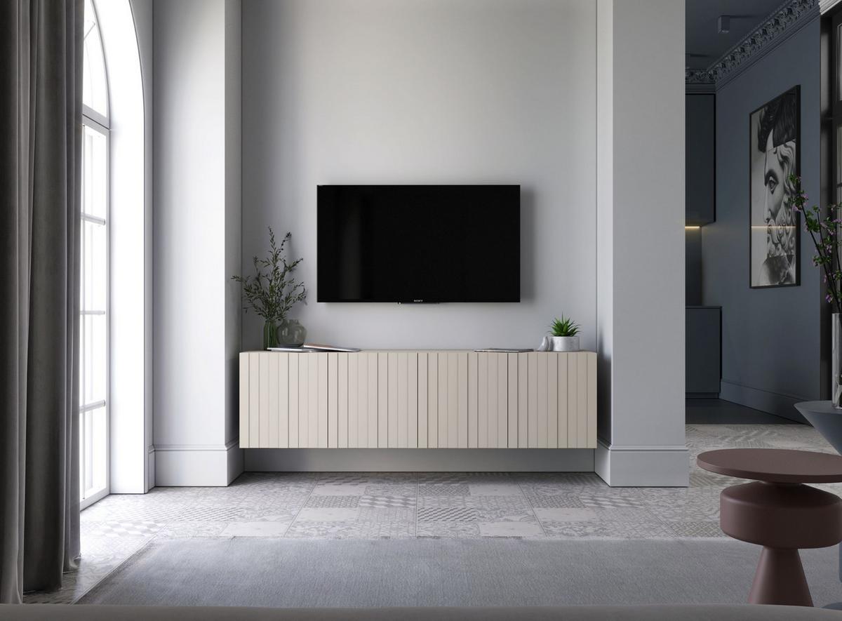 TV-SCHRANK Elpis Kaschmir Matt Glamour 150 cm - Kaschmir, Holzwerkstoff (150/37.5/36.5cm) - Meble Lindner