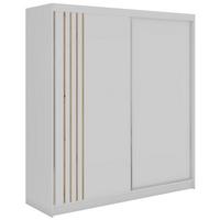 SCHWEBETÜRENSCHRANK mit Lamellen NAURU - 200 - Weiß und Eiche Artisan - Alufarben/Weiß, Holzwerkstoff/Metall (200/216/61cm) - MKS
