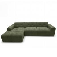 ECKSOFA L Form Corlu Grün 310/165/78 cm – stilvolle kleine Eckcouch Links - Schwarz/Grün, Kunststoff/Textil (310/165cm) - AX Living