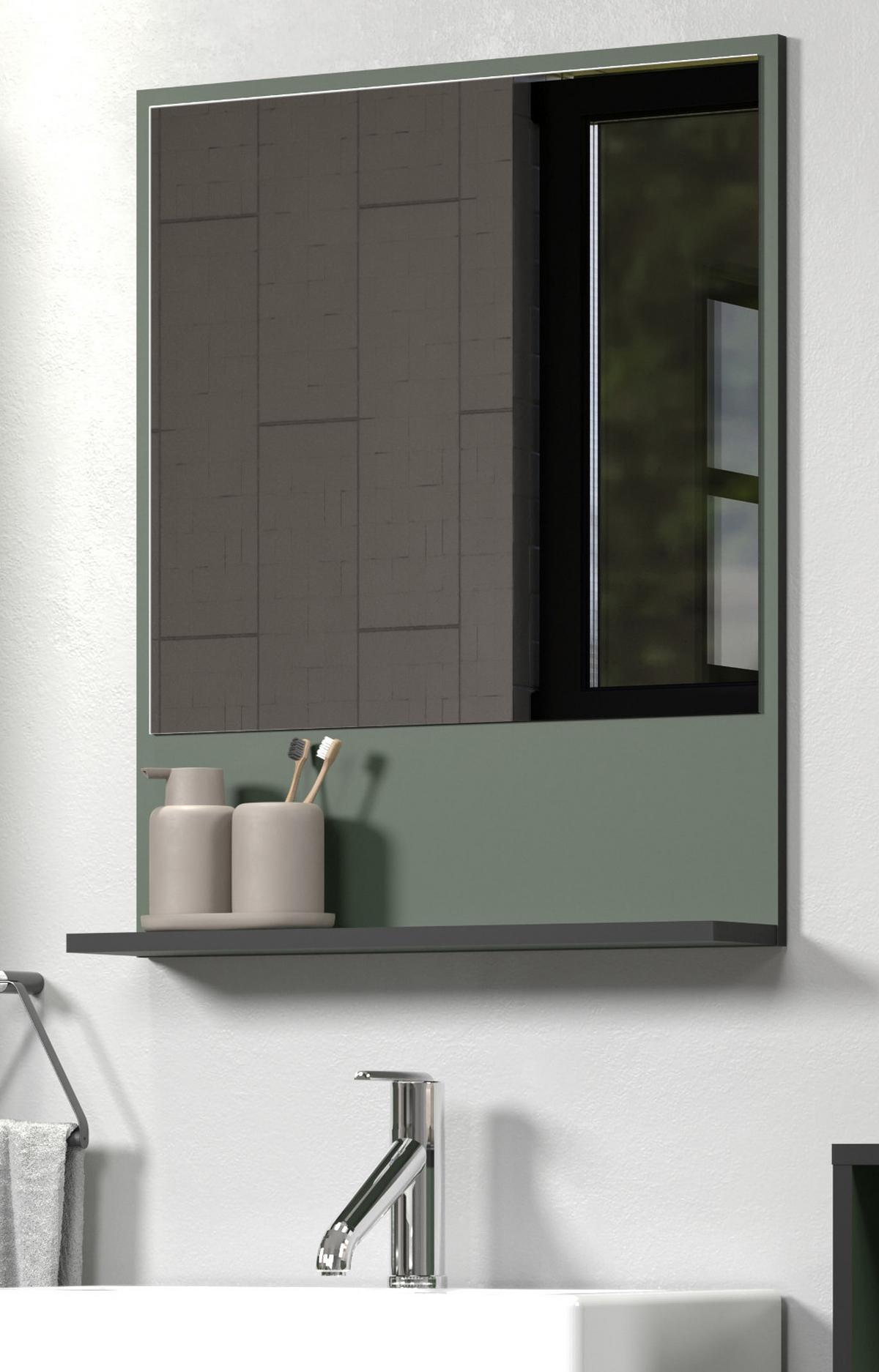 BADSPIEGEL grün 60 cm, Badezimmer Spiegel mit Ablage - Grün, Glas/Holzwerkstoff (60/74/14cm) - Top.Furn