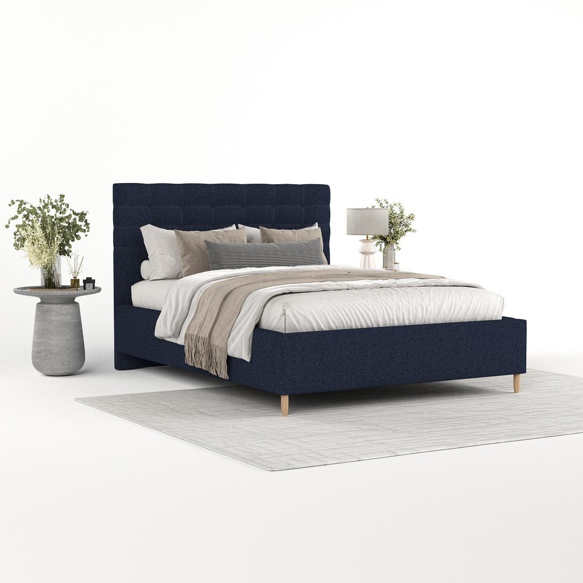 POLSTERBETT Soma 160/200 cm Marineblau im Riva Stoff - Naturfarben/Dunkelblau, Holz/Holzwerkstoff (160/200cm) - AltaBeds
