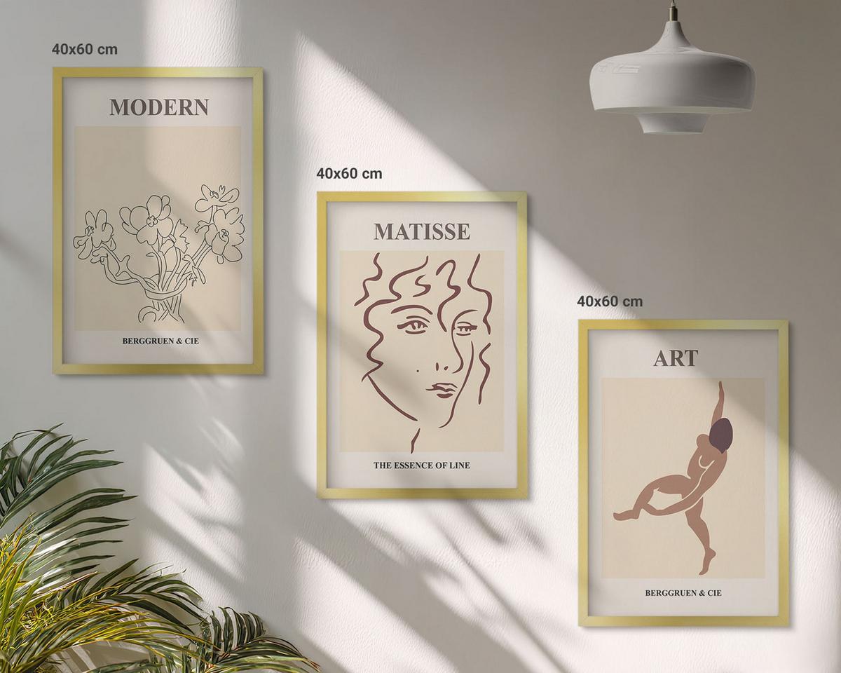 BILDER SET 3er Set - 40x60 cm Goldrahmen - Stilvolle Grafiken, Blumen, Figuren - Goldfarben, Kunststoff (40/60cm) - TULUP