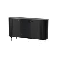 KOMMODE THIRA 150,1/81/40cm mit 3 Türen Schwarz - Schwarz, Holzwerkstoff (150.1/81/40cm) - MASSENO