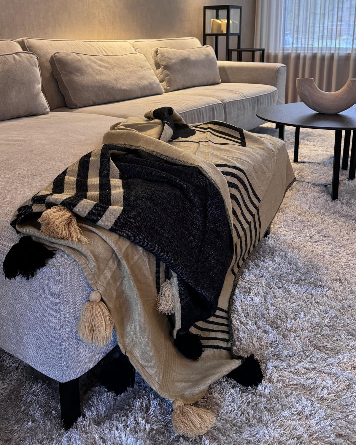 DECKE Beige Thaprek 130/170 cm - Beige, Textil (130/170cm) - Beliani
