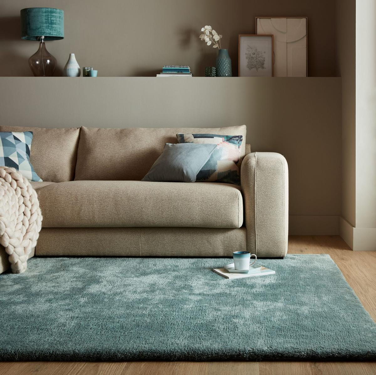 TEPPICH Waschbar LUNE, einfarbig, Türkis, 160 x 230 cm - Blau, Textil (160/230cm) - KADIMA DESIGN