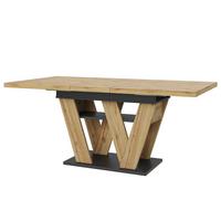 ESSTISCH Ausziehbar 100-176cm Eiche & Schwarz Teleskopdesign - Naturfarben, Holzwerkstoff (80/119/75cm) - Urban Meuble