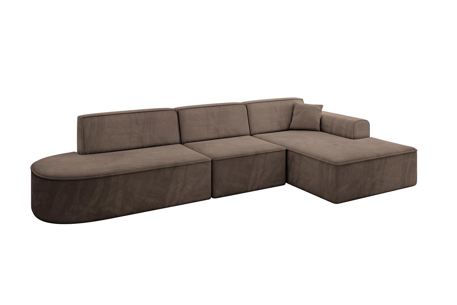 ECKSOFA Ottomane Rechts IREA-L2-v3 - 327x165x77 cm Braun - Braun, Holzwerkstoff/Textil (327/165cm) - ALTDECOR
