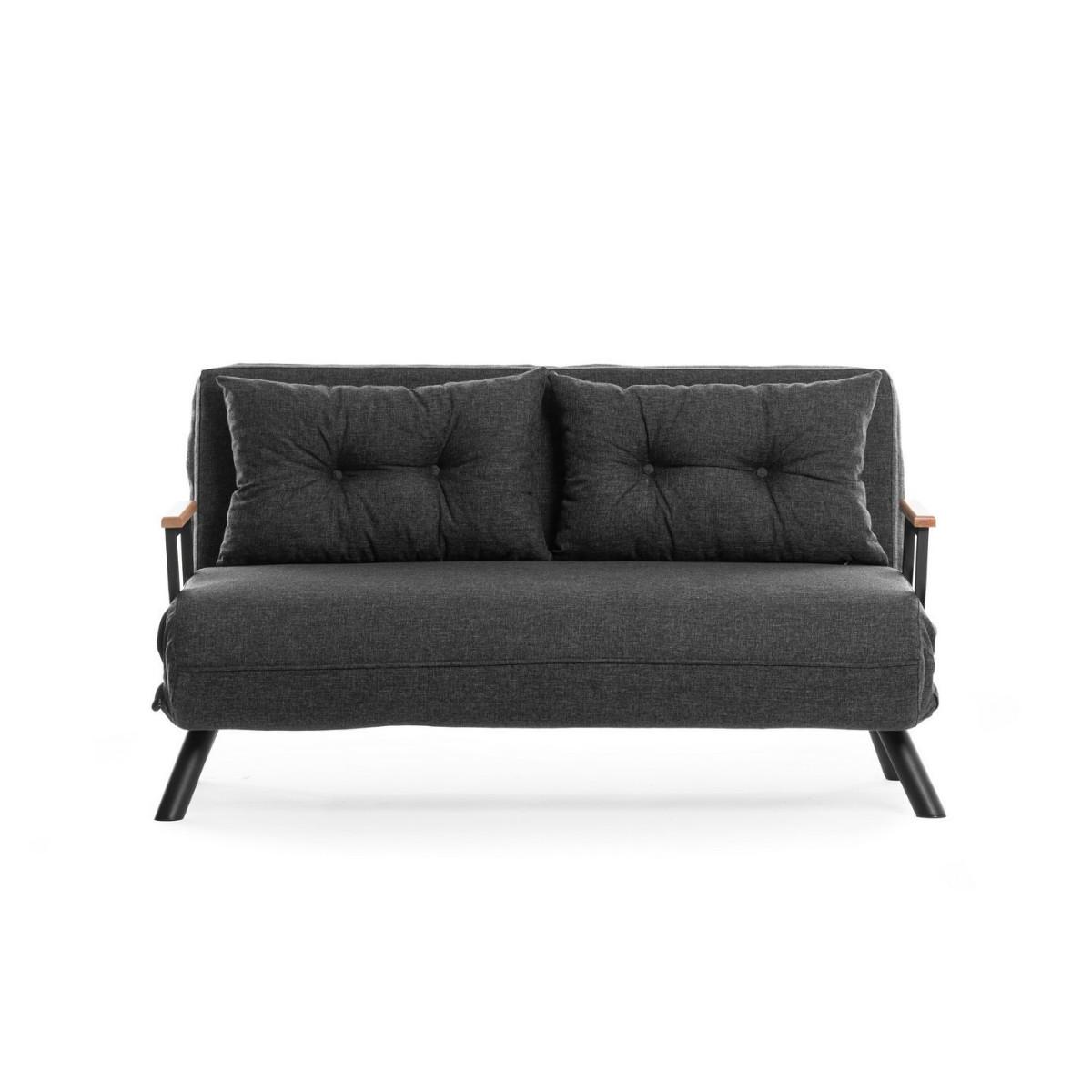 SCHLAFSOFA für 2 Personen mit Stoffbezug und Metallfüßen 133/50/41 cm - Dunkelgrau, Metall (50/41/121cm) - Calicosy