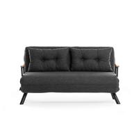 SCHLAFSOFA für 2 Personen mit Stoffbezug und Metallfüßen 133/50/41 cm - Dunkelgrau, Metall (50/41/121cm) - Calicosy