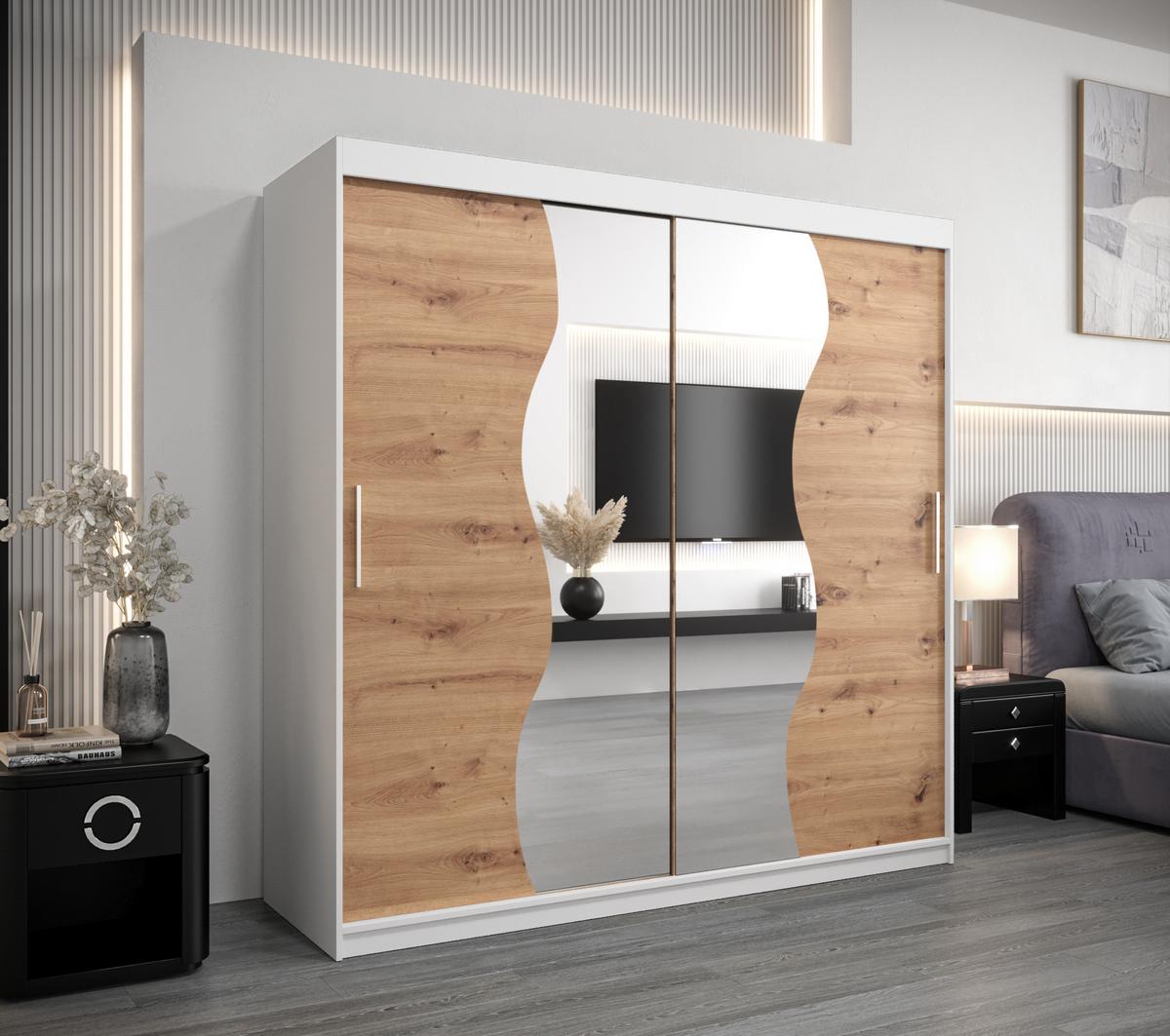 SCHWEBETÜRENSCHRANK 200/200/62 2-türig - Silberfarben/Eiche Artisan, Holz/Kunststoff (200/200/62cm) - MÖBEL KRYSPOL