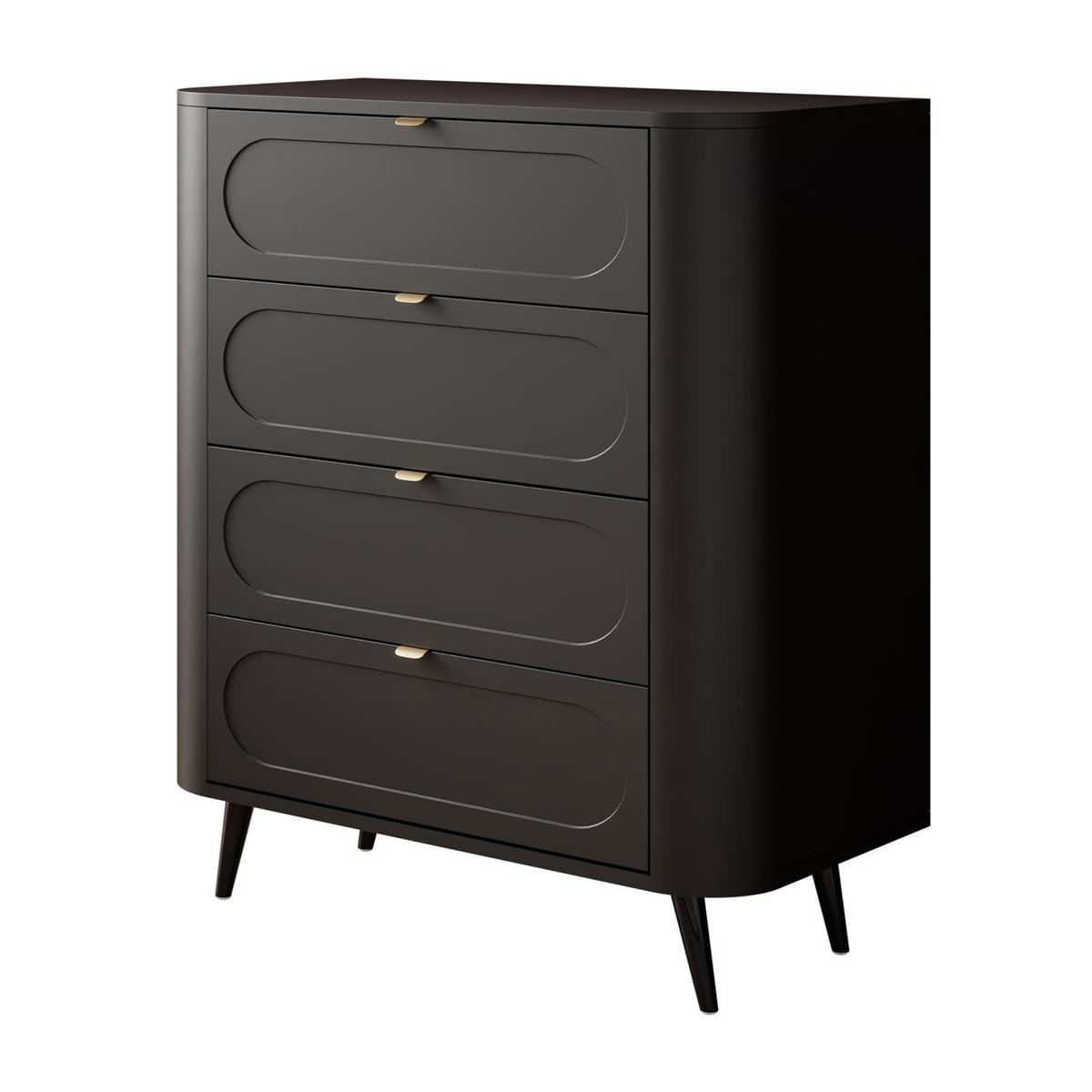 KOMMODE SHADOW II 4S mit Schubladen - Schwarz, Holzwerkstoff (78/91/40cm) - Lookway