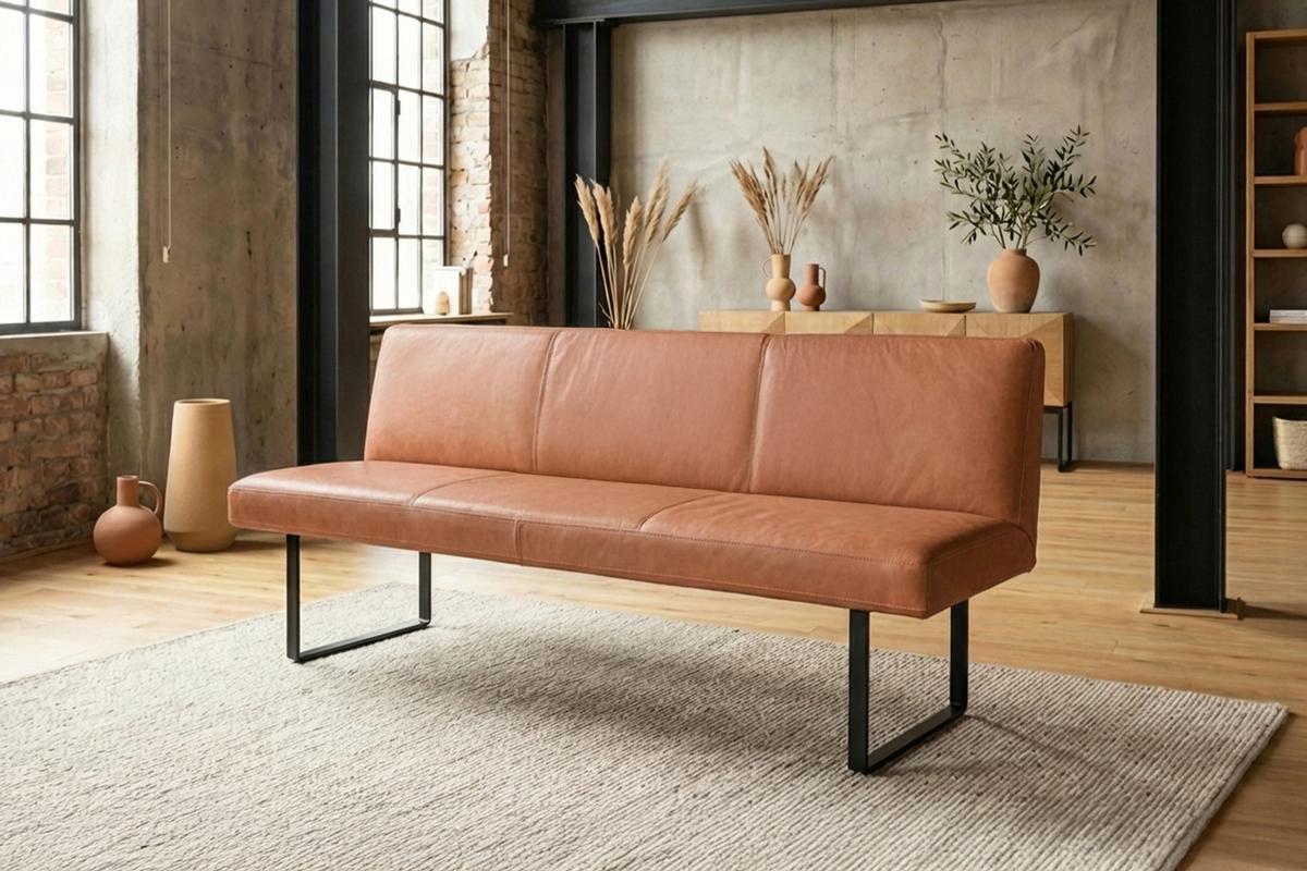 ESSZIMMERBANK ELEEN Braun Leder - Braun, Leder (223/85/69cm) - KAWOLA