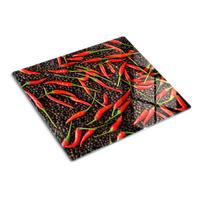 GLASPLATTE 60x52 cm Chilischoten - Rot, Glas (60/0.4/52cm) - TULUP