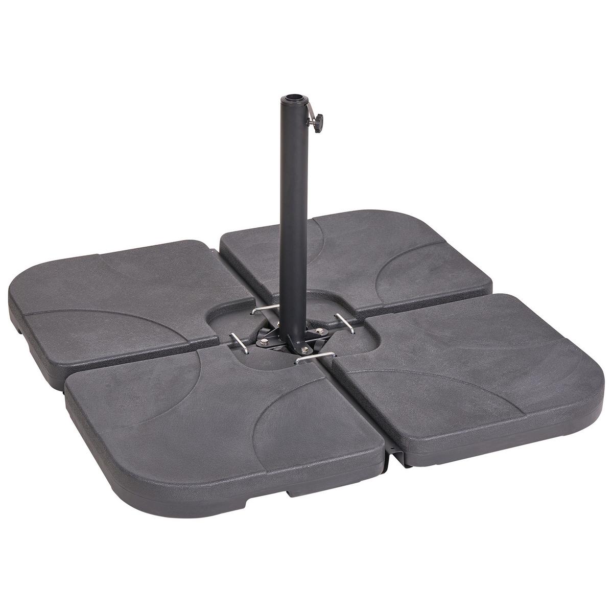 BESCHWERUNGSPLATTEN für Sonnenschirmständer anthrazit 4 Stück befüllbar Caria - Schwarz, Kunststoff (52/52cm) - Beliani