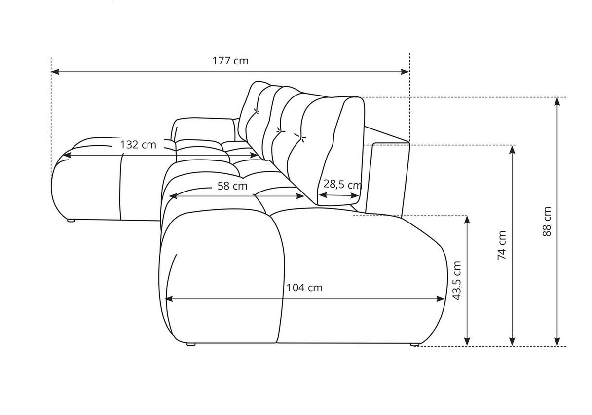 ECKSOFA L Form Hosio Dunkelgrau 286/177/88 cm Rechts mit Schlaffunktion - Dunkelgrau/Schwarz, Kunststoff/Textil (286/177cm) - AX Living