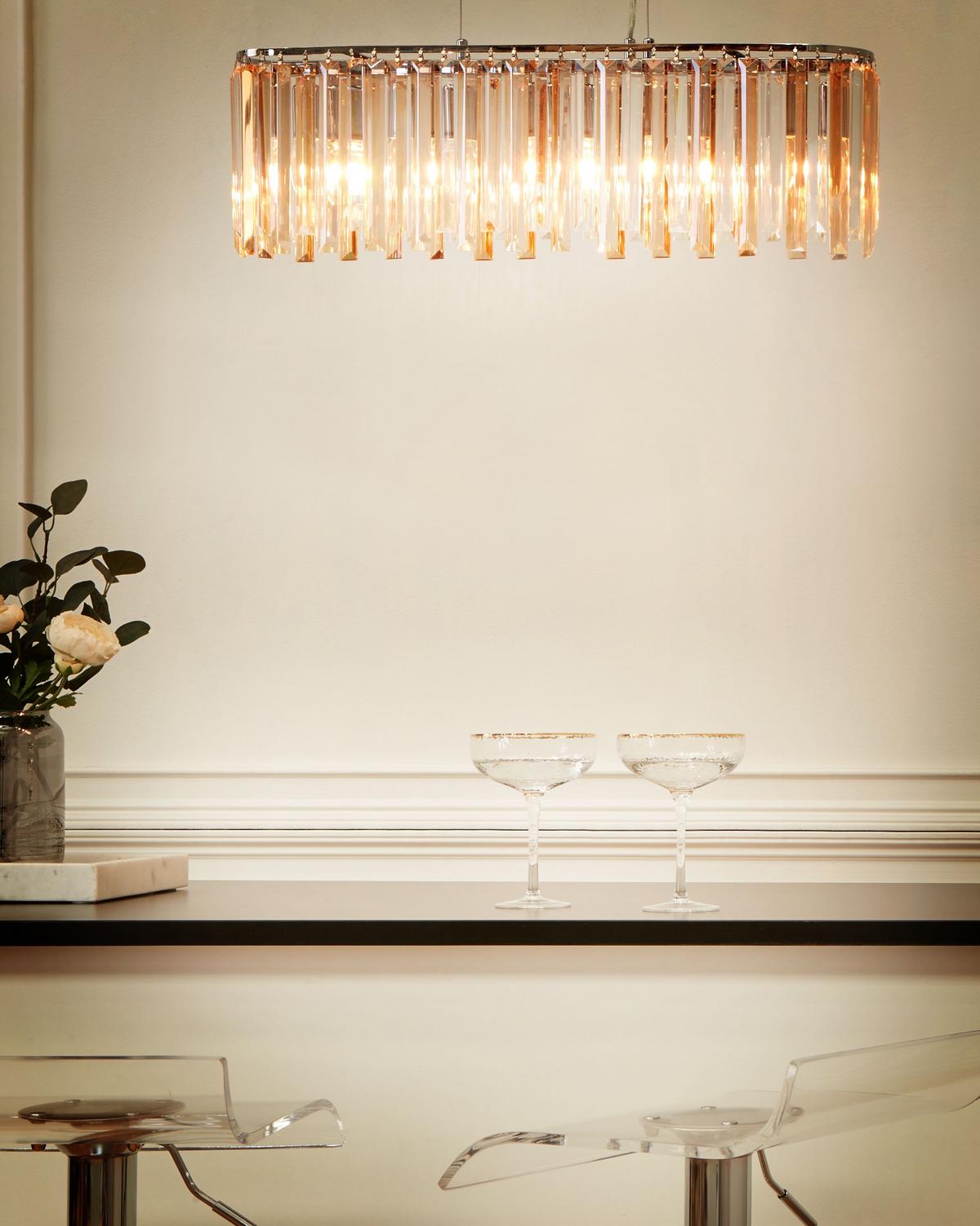 KRONLEUCHTER Silber Mandeo - Silberfarben, Glas (14/68/120cm) - Beliani