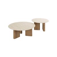 COUCHTISCH PRETO 2ER SET Weiß Keramik - Weiß/Braun, Keramik (76/76/30cm) - KAWOLA