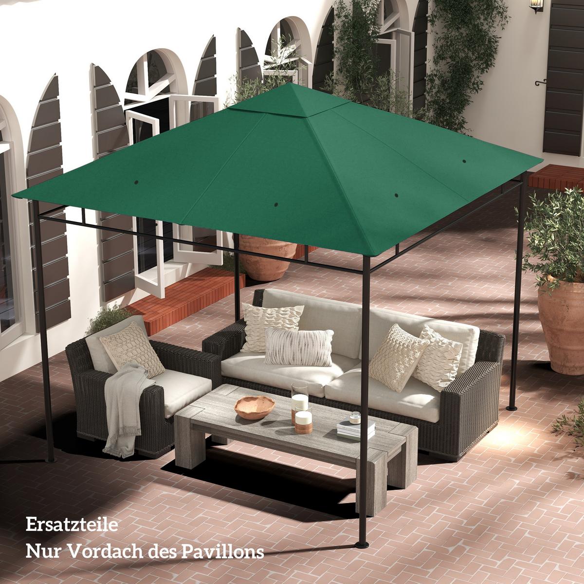 PAVILLONDACH, Polyester, Grün - Grün, Kunststoff (298/1/298cm) - Outsunny