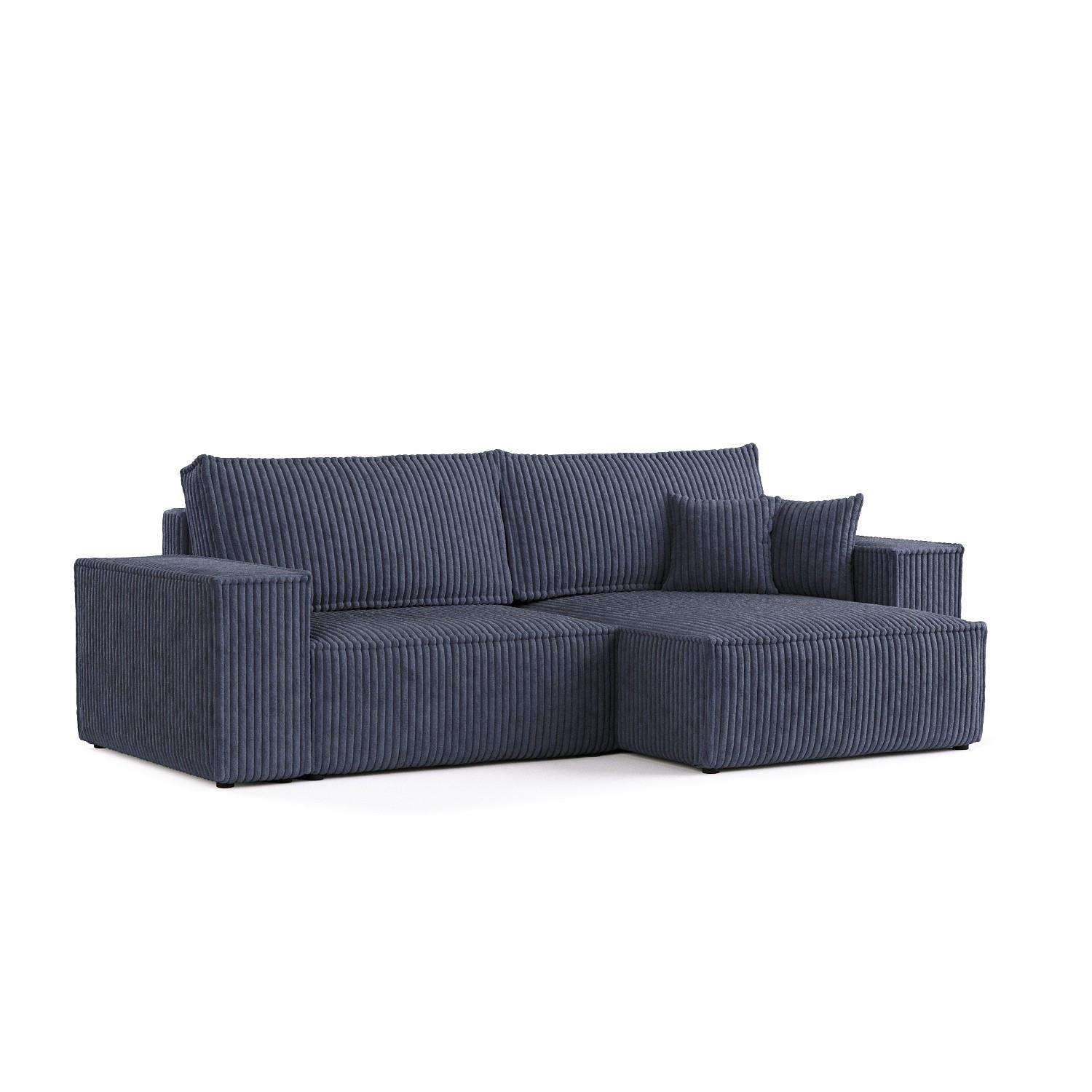 ECKSOFA CAVO mit Schlaffunktion Marineblau im Tilia Stoff - Schwarz/Dunkelblau, Holz/Holzwerkstoff (255/148cm) - AltaBeds