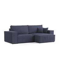 ECKSOFA CAVO mit Schlaffunktion Marineblau im Tilia Stoff - Schwarz/Dunkelblau, Holz/Holzwerkstoff (255/148cm) - AltaBeds