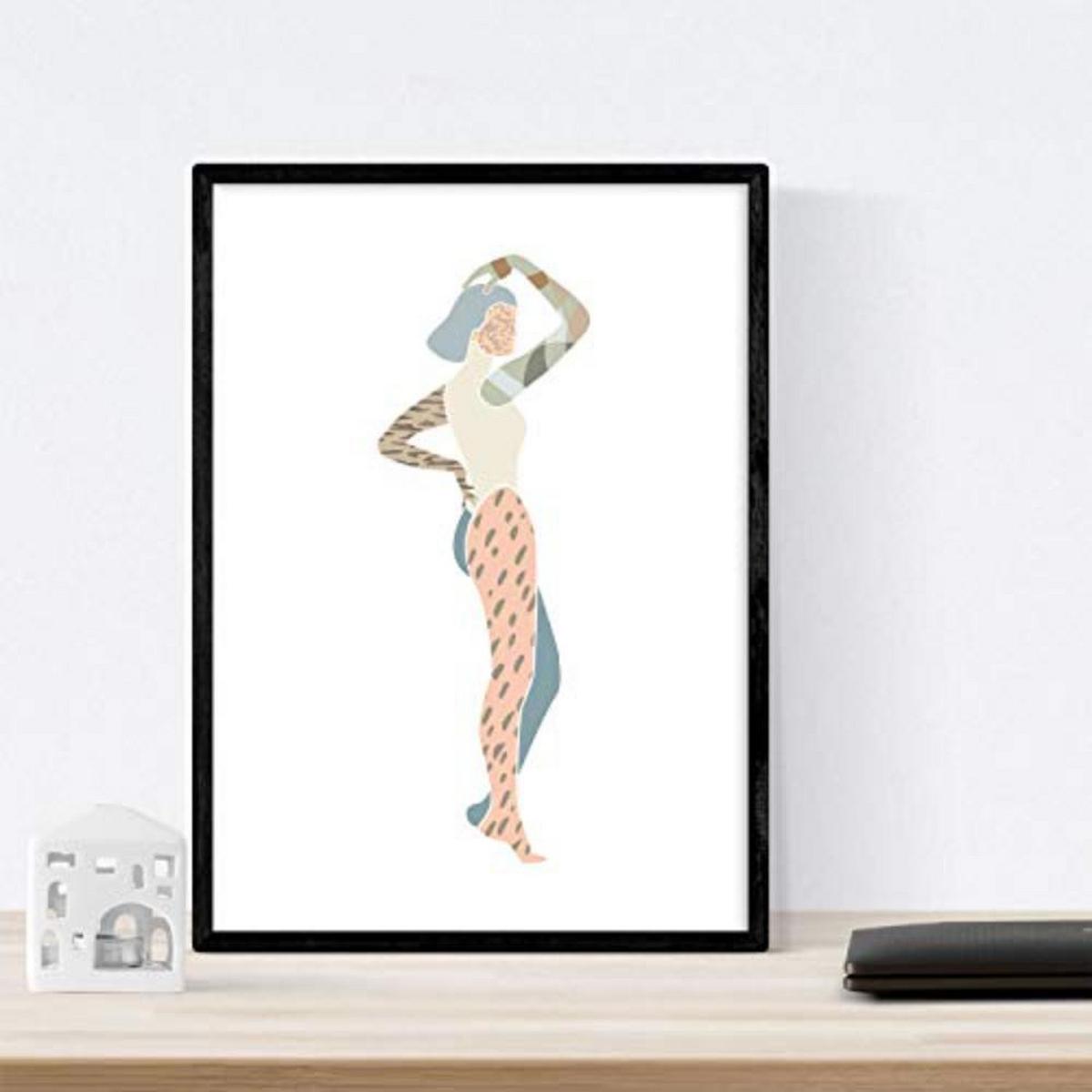 POSTER Set mit 4 Pastelltönen weibliche Figuren Frauen posieren A4 Rahmenlos - Klar, Papier (29.7/3cm) - Nacnic
