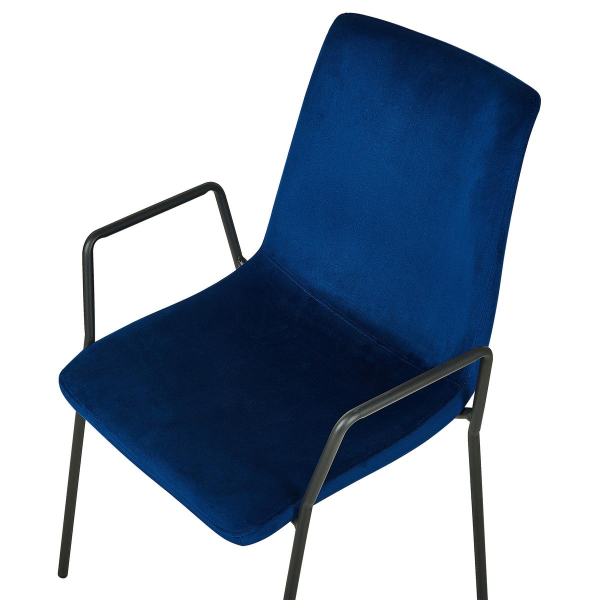 ESSZIMMERSTUHL 2er-Set Samtstoff Blau Jefferson - Blau, Textil/Metall (57/87/60cm) - Beliani
