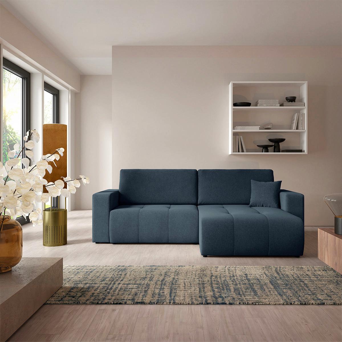 ECKSOFA Giulia 3 Sitzplätze Blau - Blau, Holz (244/149cm) - Petits-meubles