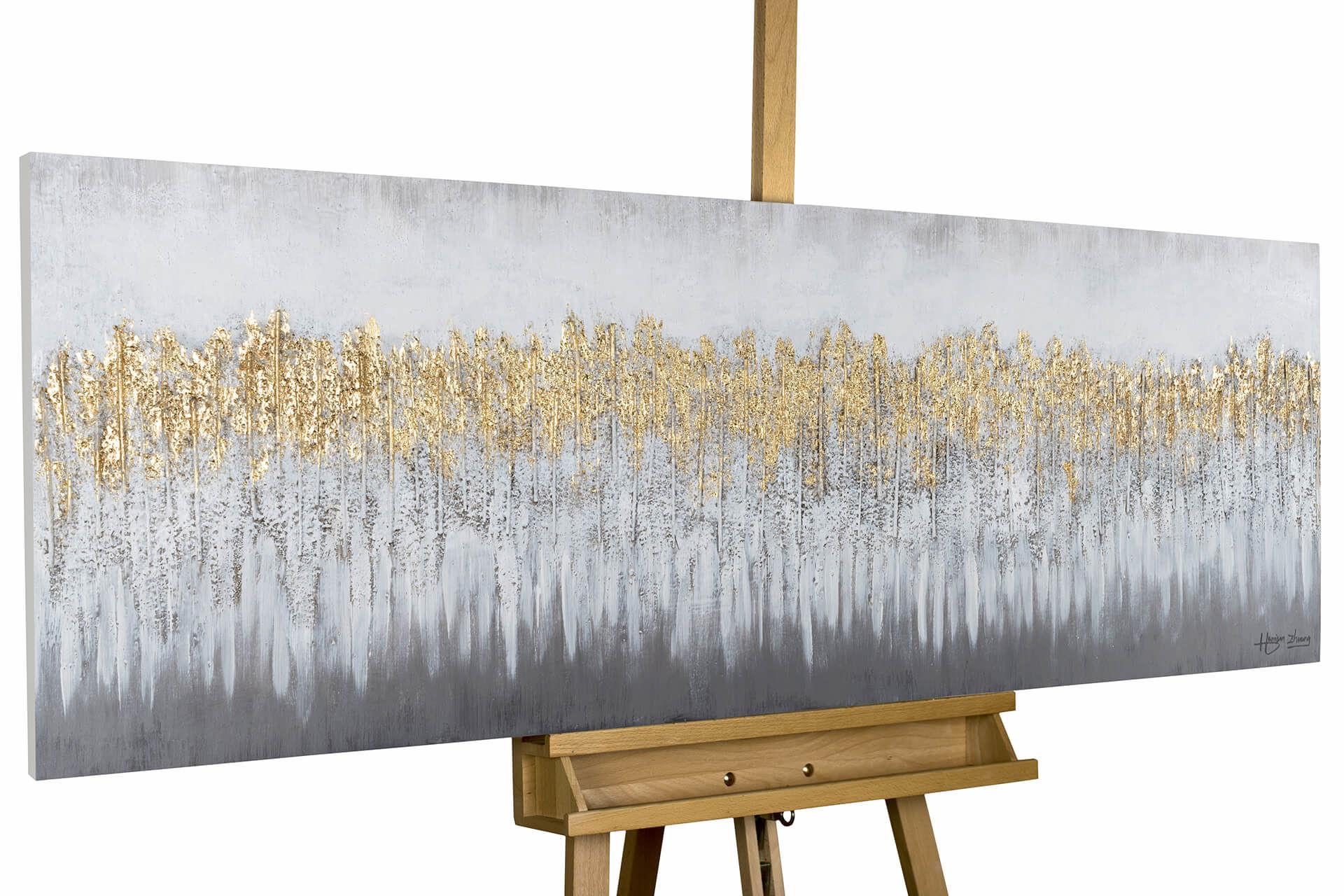 ACRYLBILD HANDGEMALT 150/50 cm - Grau, Holz/Textil (150/50cm) - KUNSTLOFT