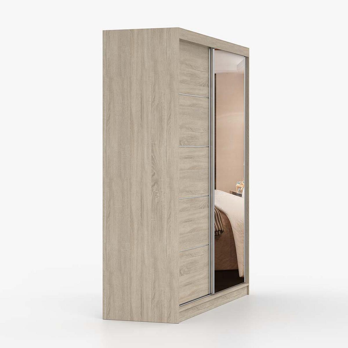SCHWEBETÜRENSCHRANK 183/218/61 cm 2-türig Bella 03 Sonoma Eiche - Alufarben/Sonoma Eiche, Glas/Holzwerkstoff (183/218/61cm) - imoebel24
