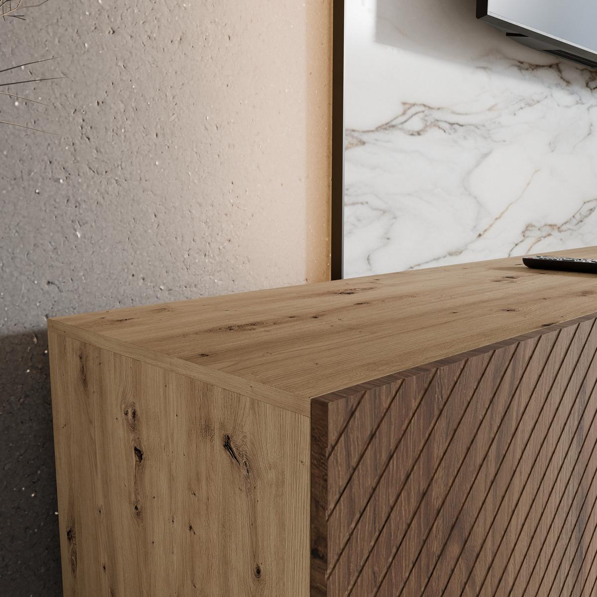 LOWBOARD CAVA 200/41/40 cm, Hängender TV-Schrank Eiche Artisan / Eichefarben - Eichefarben/Braun, Holzwerkstoff (200/41/40cm) - MASSENO