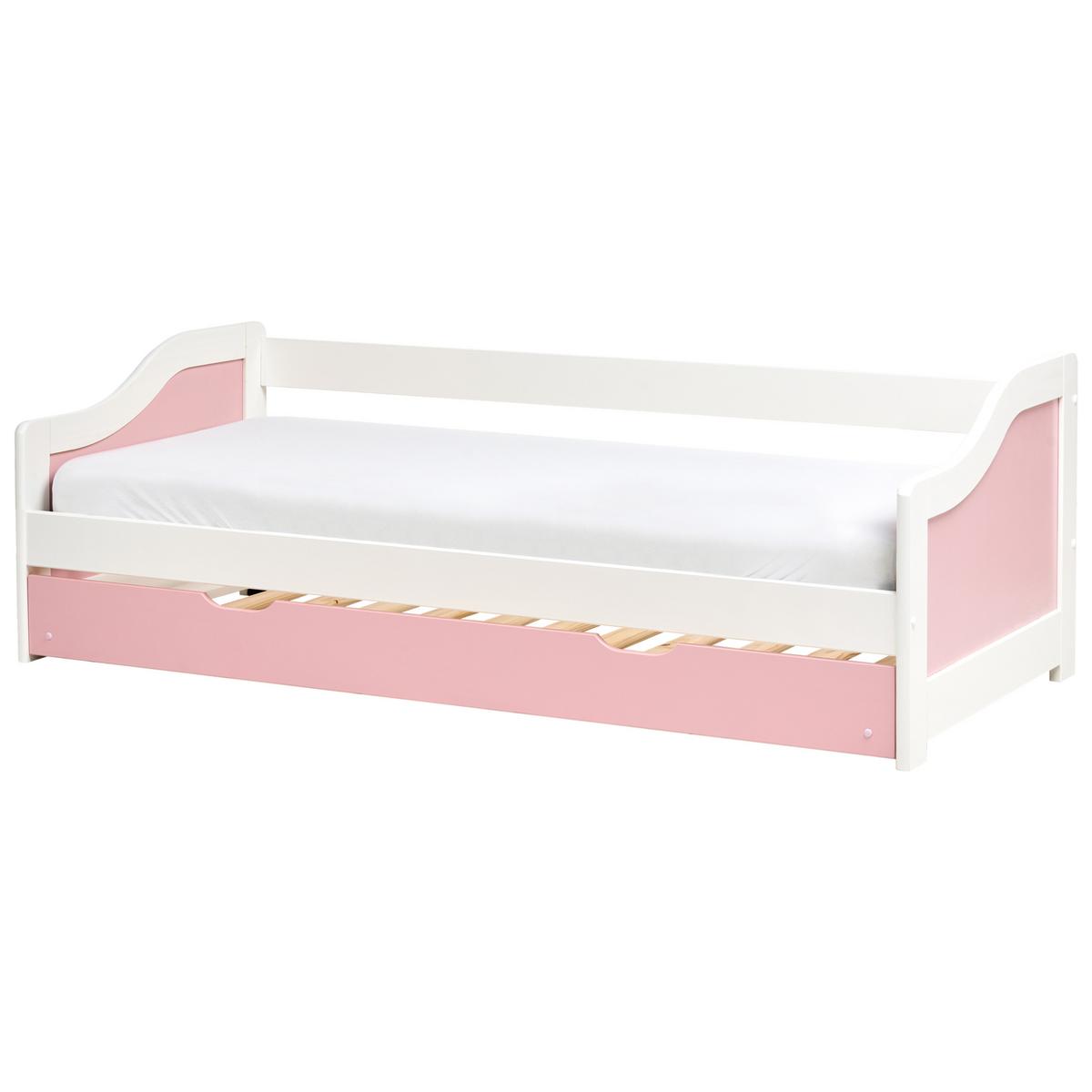 AUSZIEHBETT Kiefernholz 90/200 cm Rosa Luneray - Pink, Holz (90/200cm) - Beliani