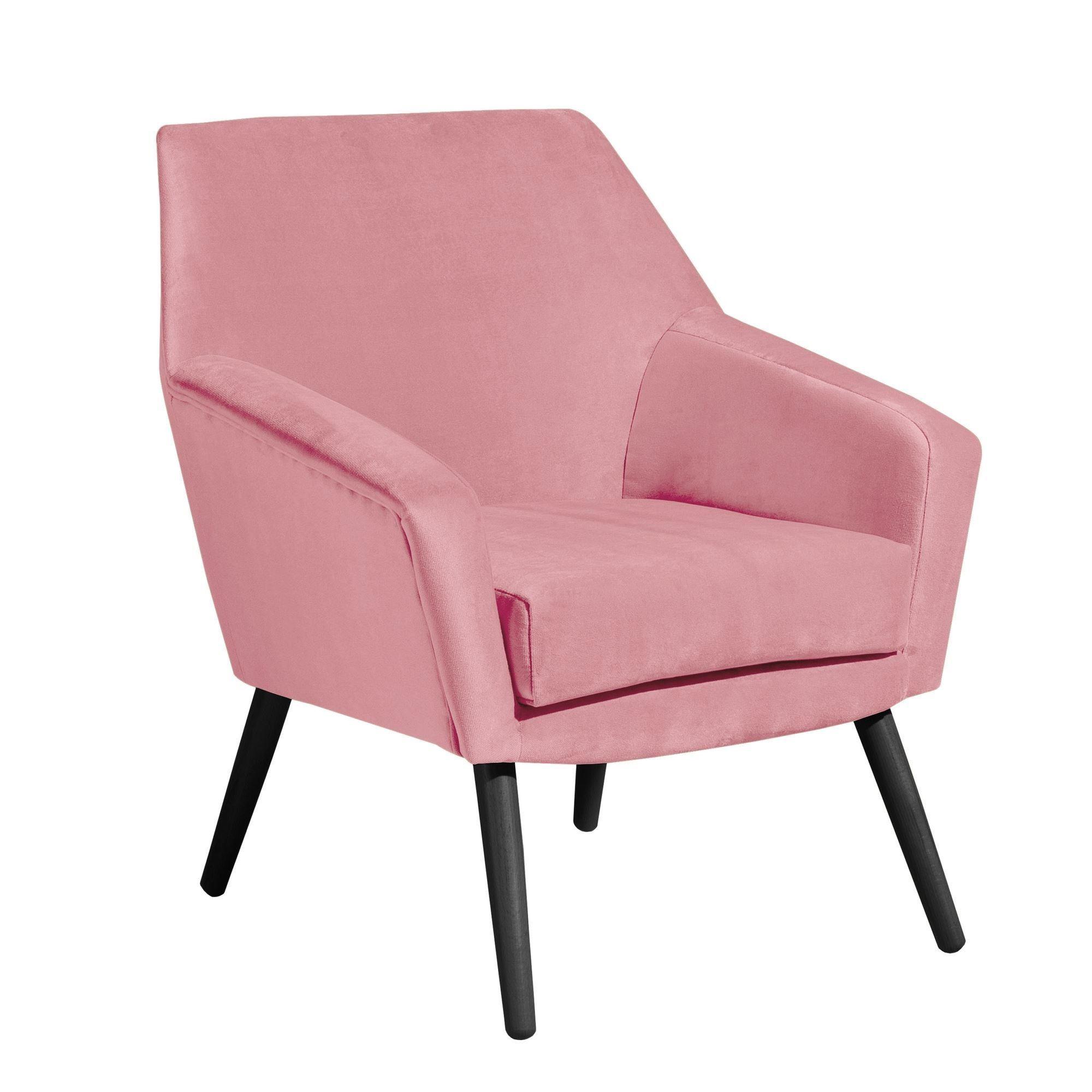 SESSEL Kachka Bezug Samtvelour Buche schwarz / rosé - Buche Kolonial/Rosa, Kunststoff (71/81/67cm) - 58aufmkessel