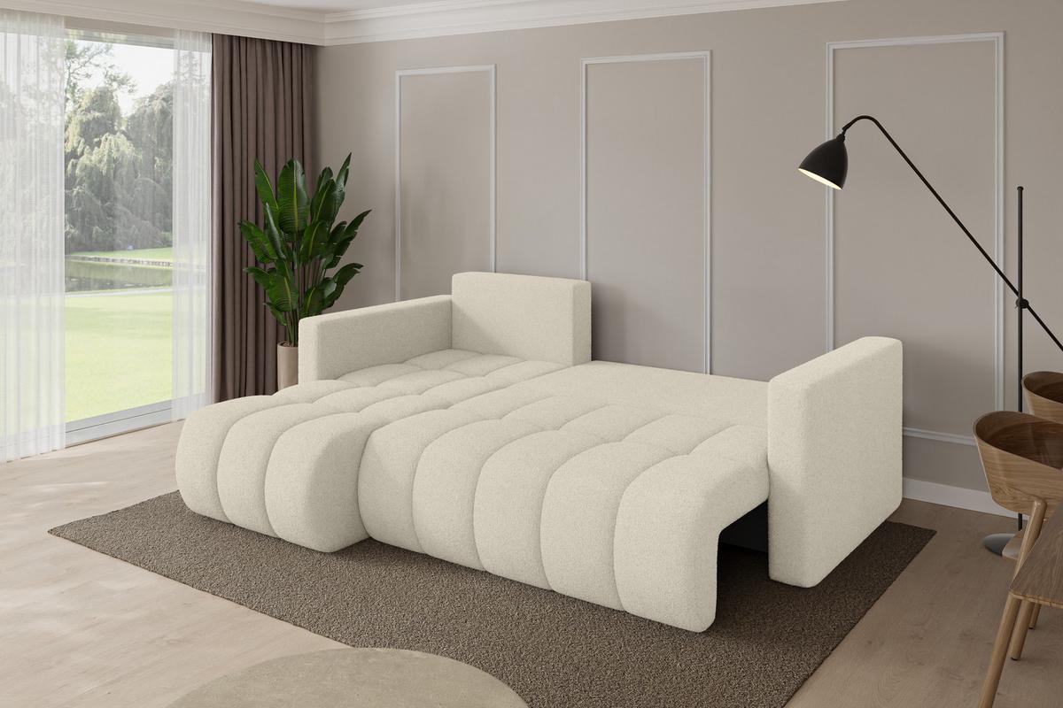 ECKSOFA mit Schlaffunktion Ottomane Links GARD-L 226x146x85 Beige Bouclé - Sandfarben/Beige, Holzwerkstoff/Kunststoff (226/146cm) - ALTDECOR
