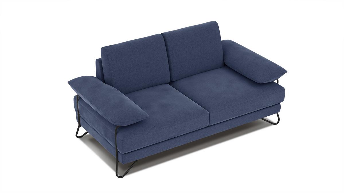 SOFA LORI 2-Sitzer, blau - Blau/Schwarz, Holzwerkstoff/Textil (185/87/96cm) - Wozimo