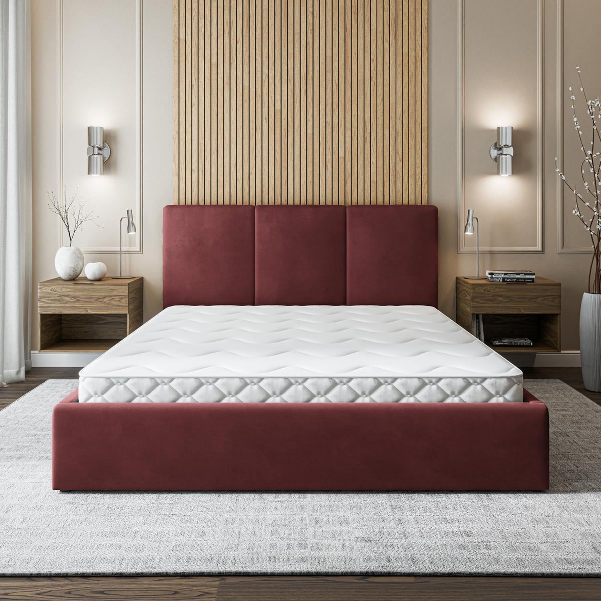 POLSTERBETT AZURI 200x200 cm mit Bettkästen - Rot - Rot, Holz (200/200cm) - MASSENO