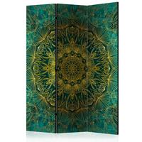 PARAVENT Akustik 3-tlg 135x172 cm Goldene Mandala Abstraktion - Grün, Holz/Textil (135/172/3cm) - Muralo