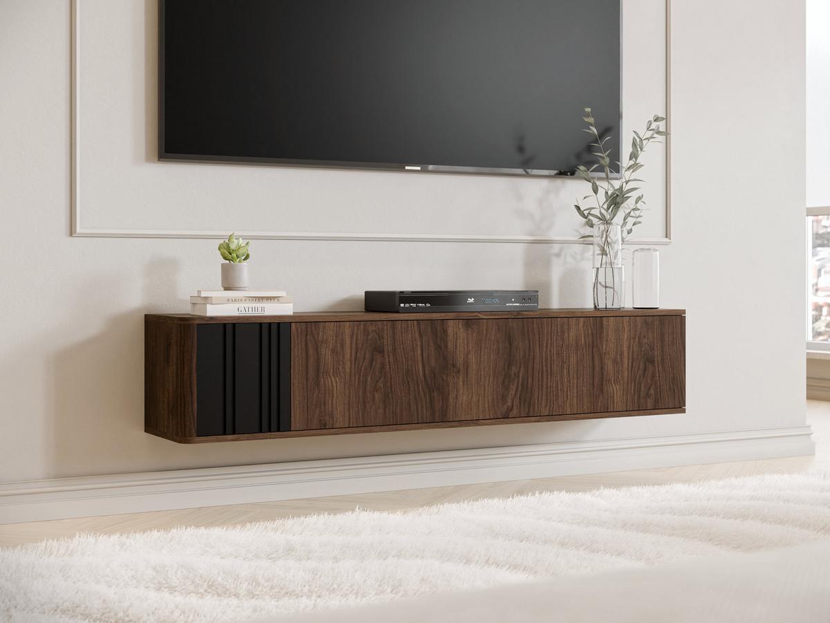 TV-LOWBOARD Philippe 150 - Nussbaumfarben/Schwarz, Holzwerkstoff (150/30/31cm) - MIRJAN24