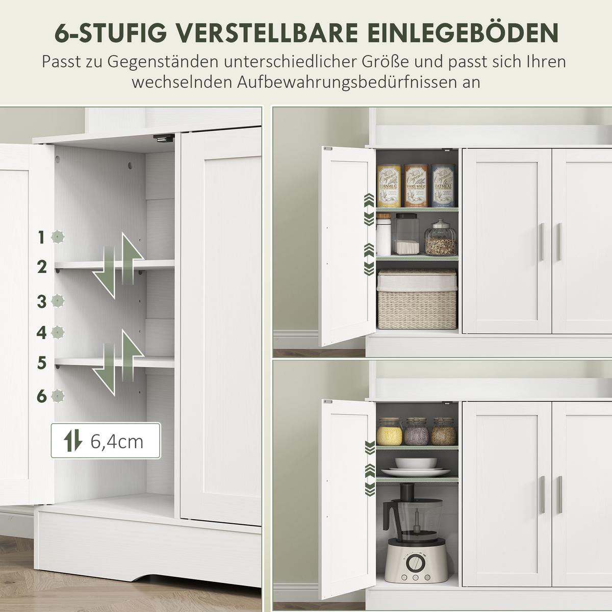 KÜCHENSCHRANK Spanplatte MDF Weiß - Weiß, Holz (35/180/108cm) - HOMCOM